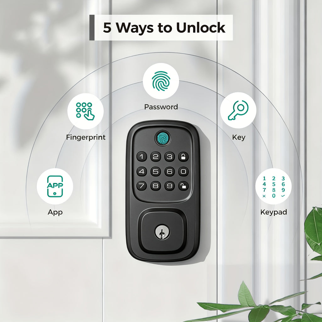 Fingerprint Keyless Entry Door Lock, Zinc Alloy Keypad Deadbolt with Listed 100 Codes, App Control and Two Keys, WiFi or Silver Handle Package Options