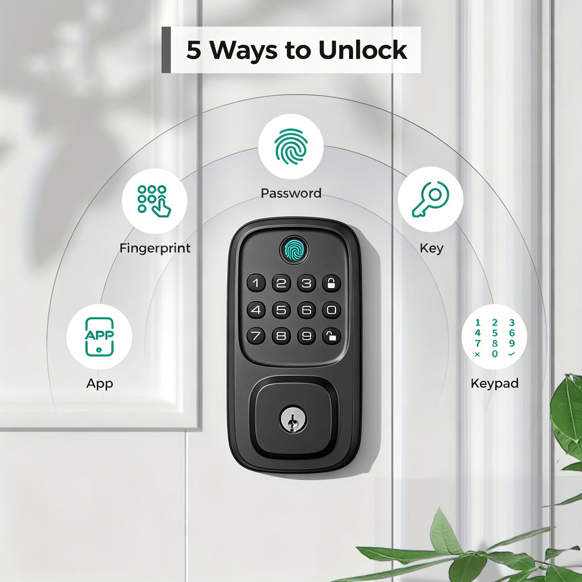 Fingerprint Keyless Entry Door Lock, Zinc Alloy Keypad Deadbolt with Listed 100 Codes, App Control and Two Keys, WiFi or Silver Handle Package Options