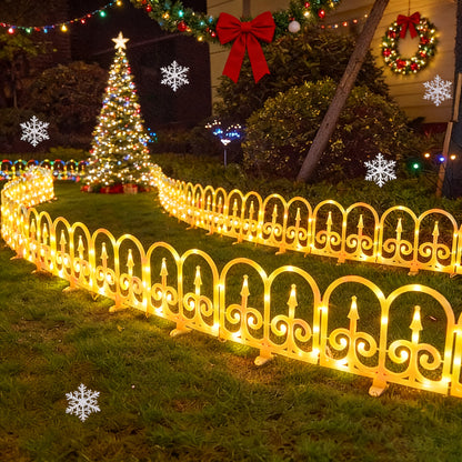 Outdoor Solar Fence Lights in Eight-Piece Packs, Warm Color, Multicolor or Red-Green Options with Listed Solar or USB Power for Patio and Holiday Decoration