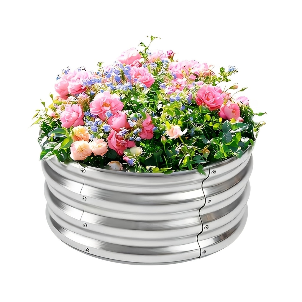 Outdoor Galvanized Raised Garden Bed, Metal Planter with 2x2x1ft Single and 4x2x1ft One-, Two- or Four-Bed Options for Vegetables, Herbs and Flowers