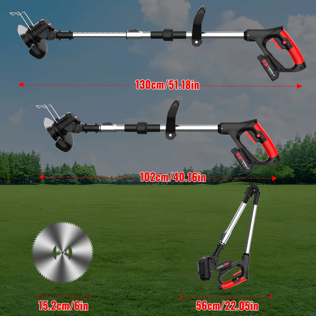 Rechargeable Garden Grass Trimmer with Cordless Electric Operation, Listed Three Blade Types and Selected Dual 2Ah Battery Packages for Home Lawn and Yard Care