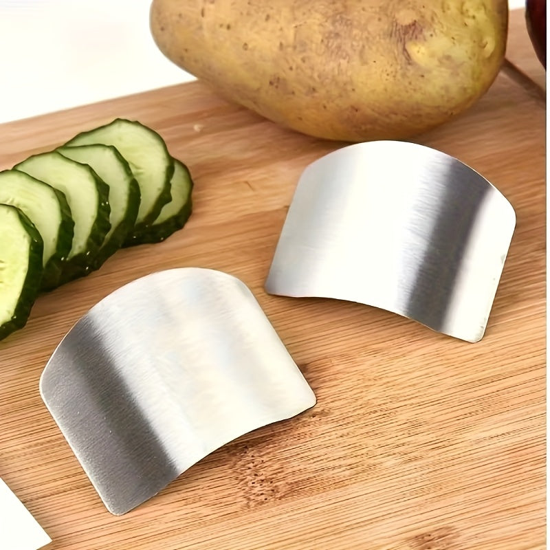 Finger Guard for Cutting Vegetables, Stainless Steel Kitchen Knife Shield with Non-Slip Grip for Home Cooks and Chef or Paring Knife Food Prep, 1 Piece