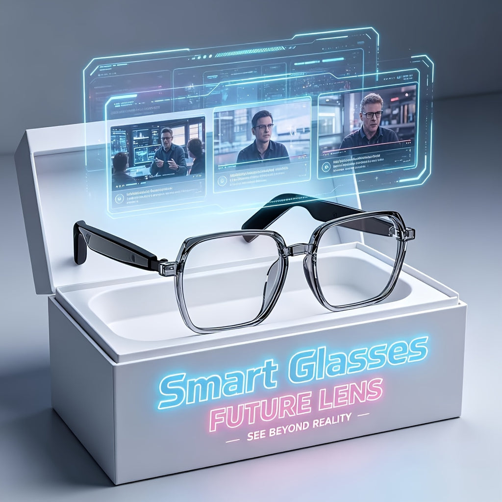 Wireless Music Glasses with Listed AI Translation and Stereo Speaker Functions, Smart Audio Eyewear for Compatible Smartphone and Tablet Setups and Everyday Listening