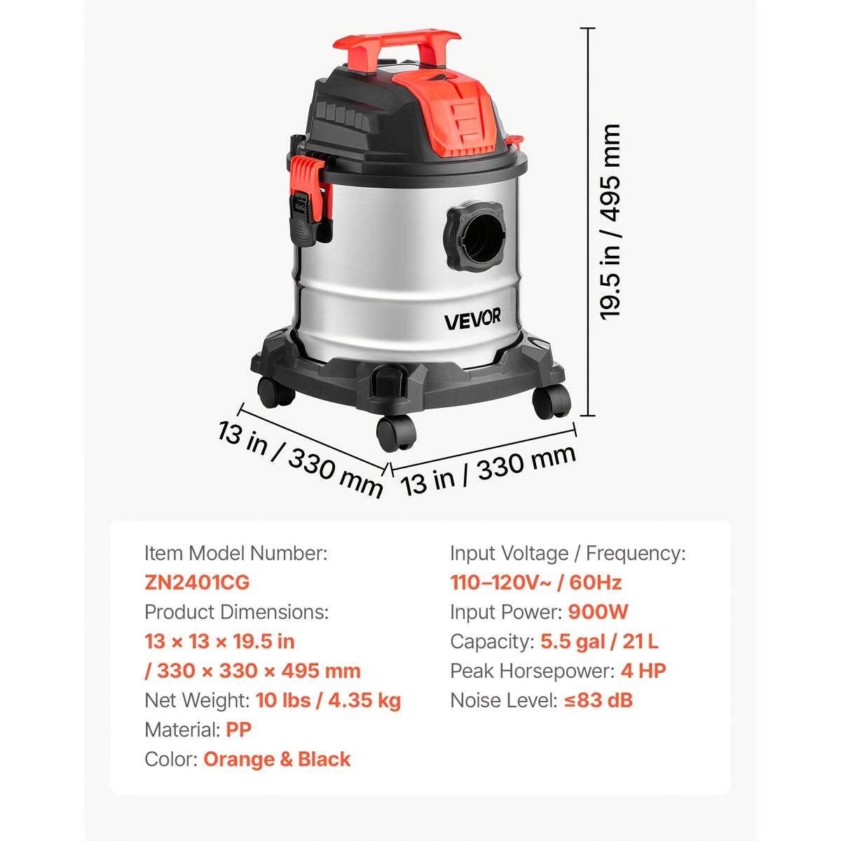 Commercial Wet Dry Vacuum Cleaner with Listed 120V US Plug, Corded S001 Model Reference and Filter, 22L or 30L Plastic Capacity Options for Cleanup