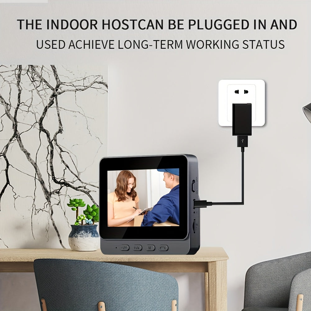 Indoor Monitor Video Doorbell with Listed 4.3-Inch Screen, Two-Way Talk and Infrared Night Vision, Black Wireless SD Card Options and Separate WiFi Style