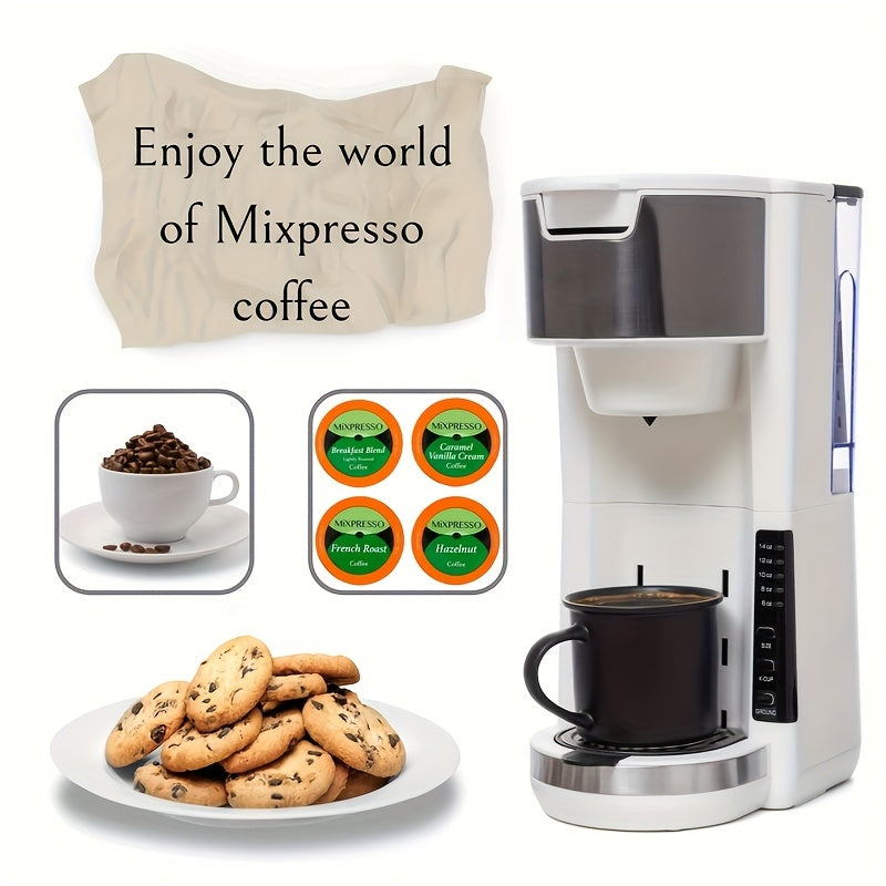Milky White Single-Serve Coffee Brewer with Built-In Water Tank and Listed K-Cup and Ground Coffee Compatibility for Home Kitchen Counters and Coffee Bar Routines