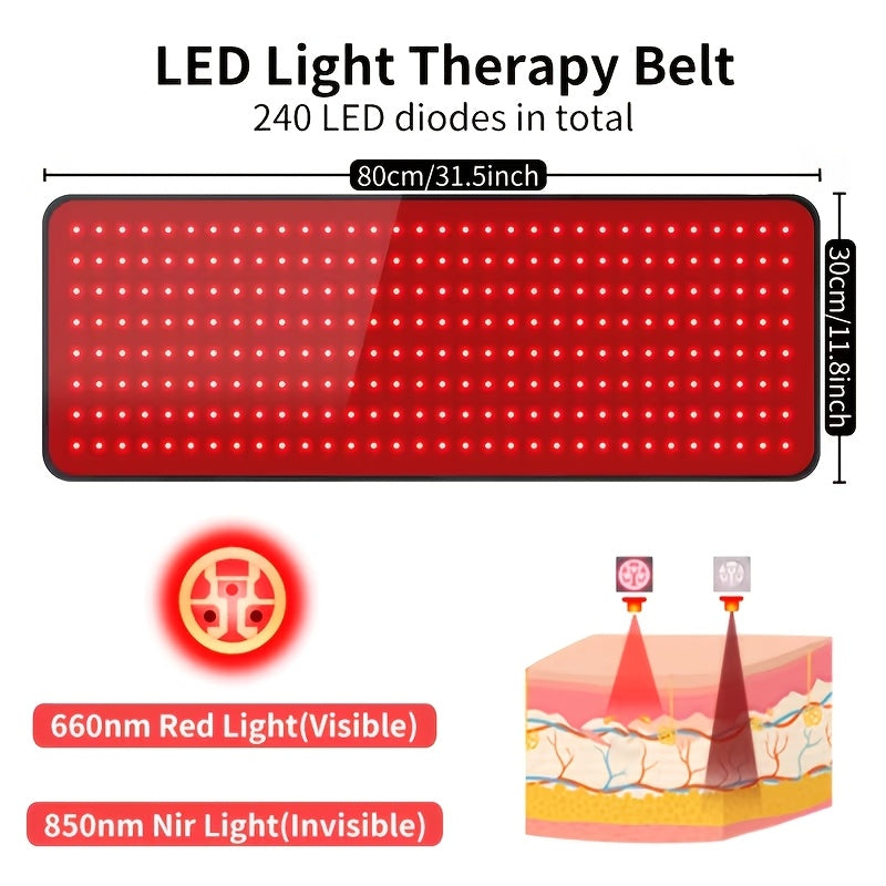Red Light Therapy Mat, 31.5 x 11.8-Inch LED Pad with Listed 660nm Red and 850nm Near-Infrared Light for an At-Home Personal Care Routine