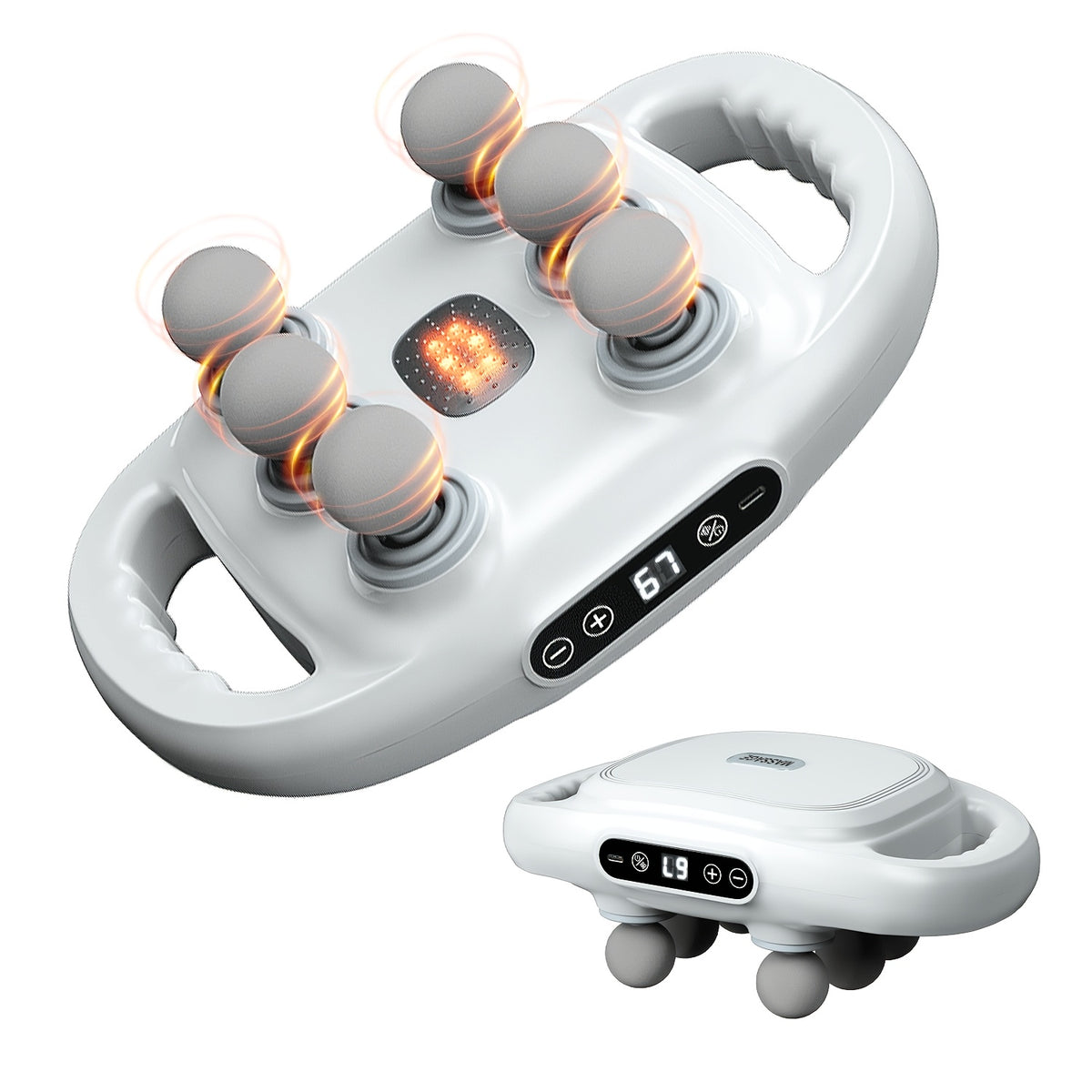 Six-Head Tapping Massager with Listed USB Rechargeable Design, Handheld Multi-Head Vibration Massage Device in White or Grey for Home Personal Care and Gifts