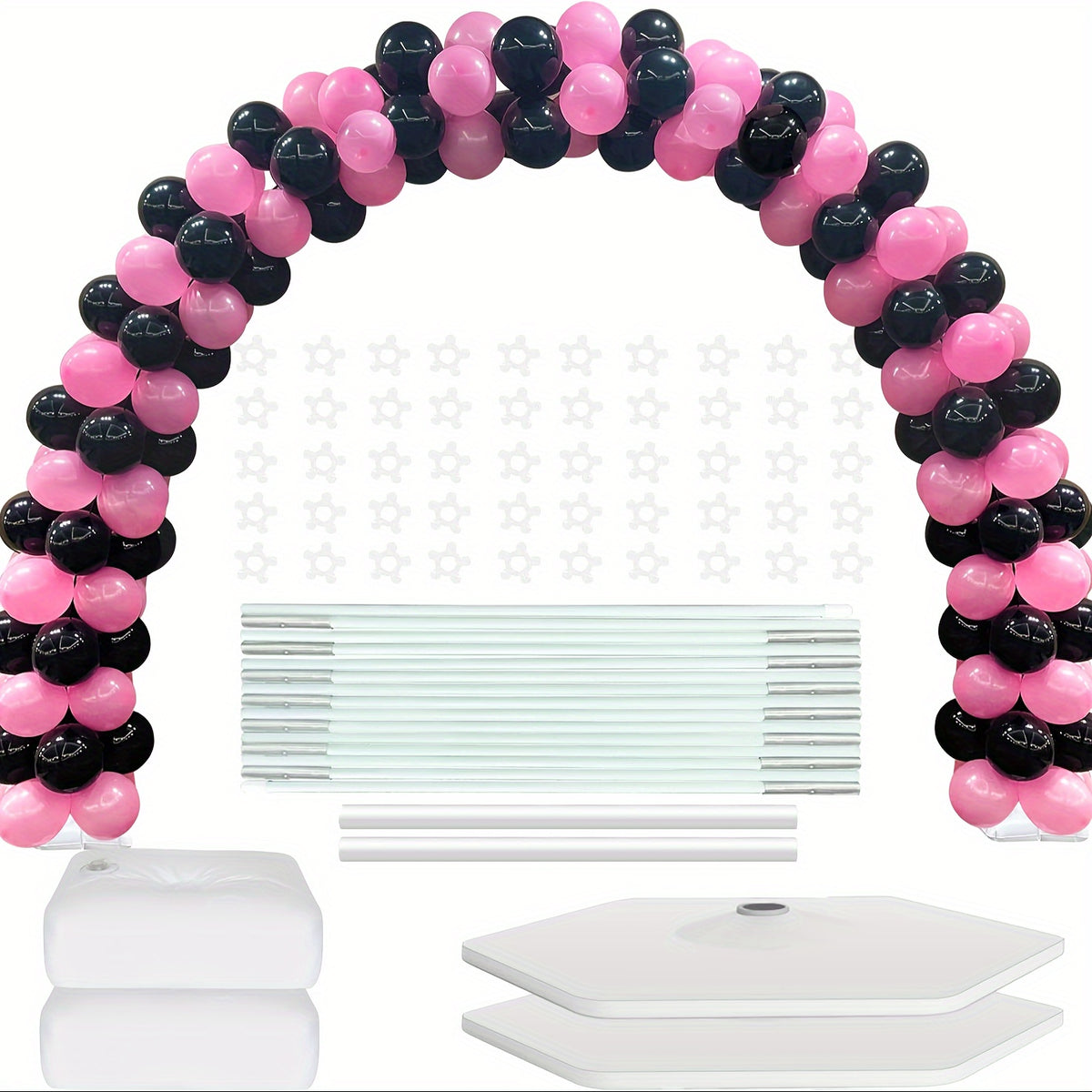 Adjustable Balloon Arch Stand Kit with Listed 21ft Sizing and 10ft x 7.5ft Setup Example for Wedding, Graduation and Holiday Backdrops, Balloons Not Included