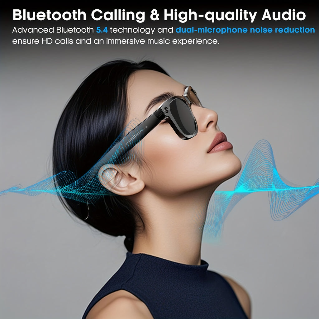 Camera Audio Smart Glasses with Replacement Lenses, Listed AI Translation, Object Recognition, Voice Assistant, Calls and Music for Everyday Wearable Use