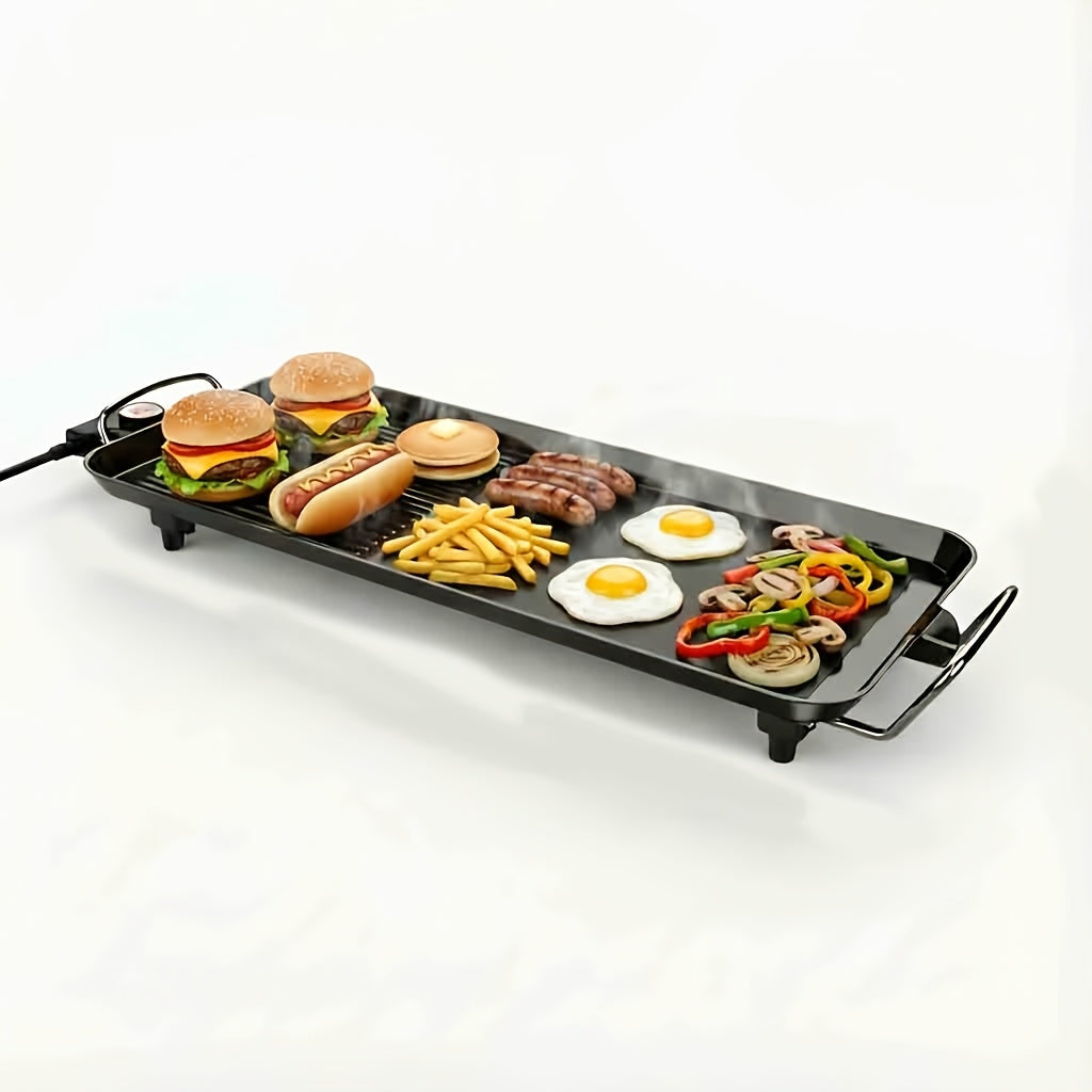Electric Grill with Nonstick Roasting Surface, Adjustable Temperature and Listed Drip Tray, Extended-Length, Medium or Large Options for Family Meals