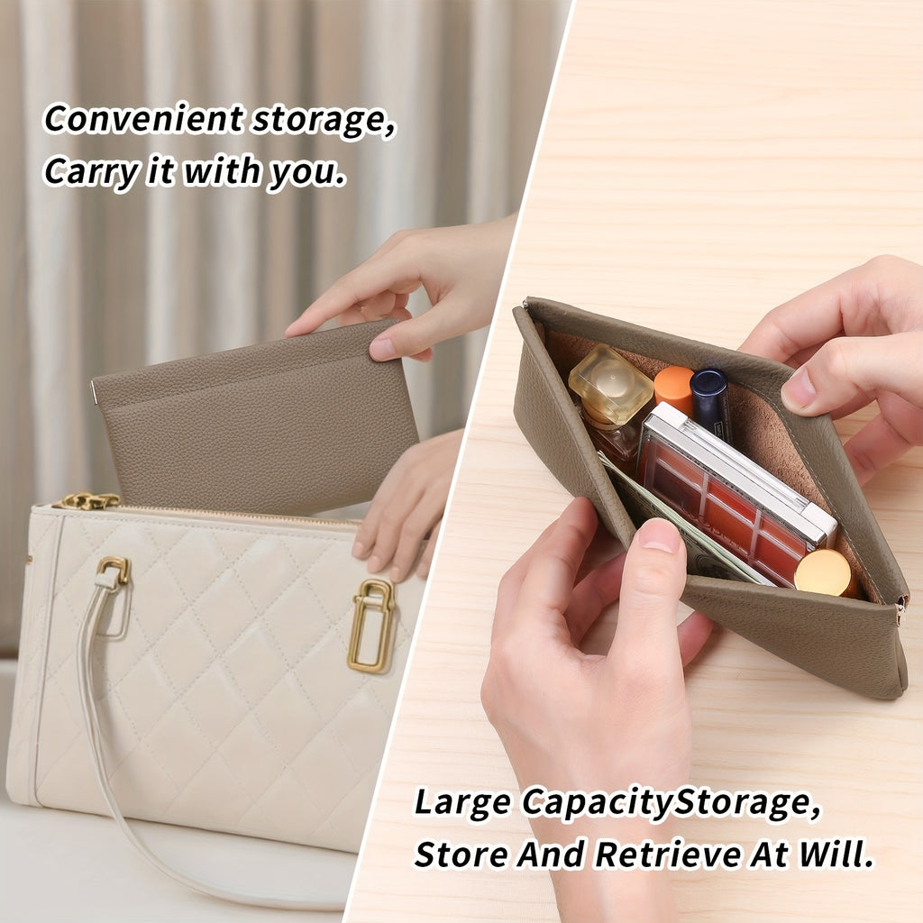 Self-Closing Leather Pouch by GERUOLA with Long Wallet, Small and Short Style Options for ID Cards, Cables and Everyday Bag Organization in Multiple Colors