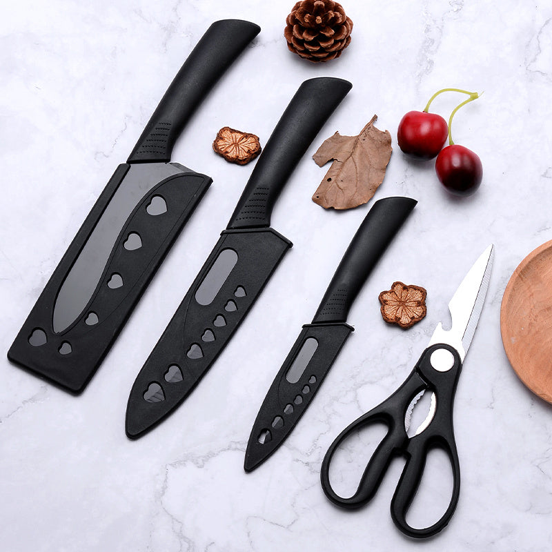 Black Kitchen Knife Set, Listed 4-Piece Dishwasher-Safe Kitchen Fruit Set for Everyday Home Food Preparation and Cooking Gifts for Mom or Dad
