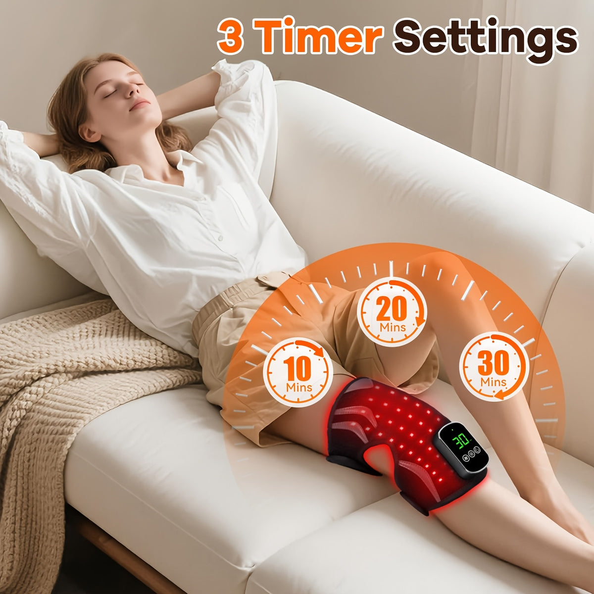 Warming Knee Cushion with Heat and Vibration Massage, Single Cordless Knee Aid with USB Charging and Listed Rechargeable Nickel Battery for Personal Comfort