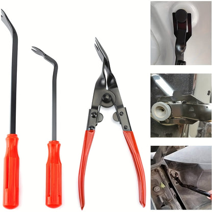 43-Piece Auto Interior Removal Tool Set with Terminal Keys, Pliers, Audio Removal Tools, Hooks, Picks and Film Scrapers for Compatible Car Repair Tasks