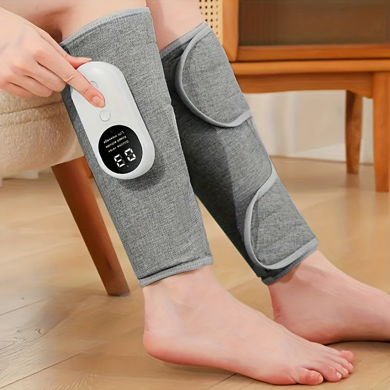 Single Gray Rechargeable Leg Massager with Listed Air Pressure and Automatic Kneading Wording, One-Piece Electric Device for Adult Personal Care Routines
