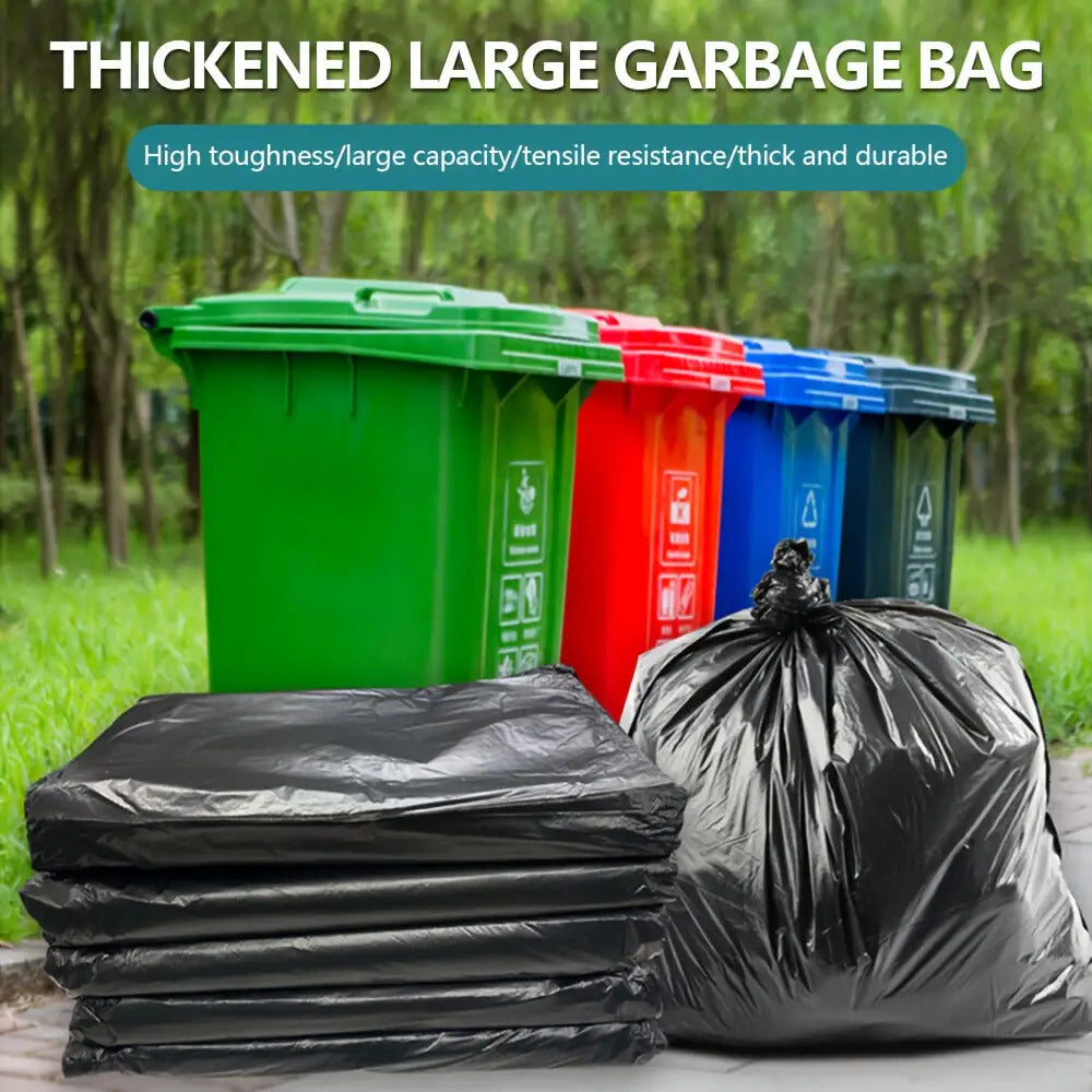 Black Trash Bags 50 Count with Listed 2 Mil Thickness, Disposable Plastic Garbage Liners for Compatible Household Bins, Patio Tidying and Garden Cleanup