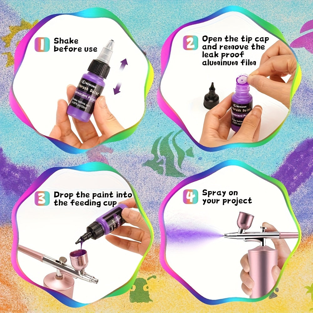 Airbrush Paint Set with Thinner, Water-Based Acrylic in 15, 26 or 36 Color Options with Listed 20ml Bottles for Compatible DIY Art and Hobby Projects