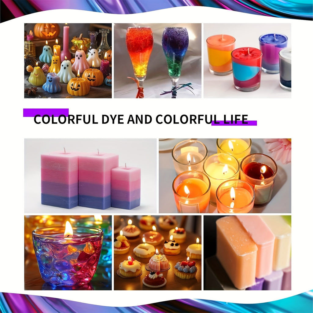 Oil Based Candle Dye Selection with Twenty-Four Listed Colors and Mixed Color Option, Craft Colorants with Soap Coloring Reference for Compatible Adult DIY Projects
