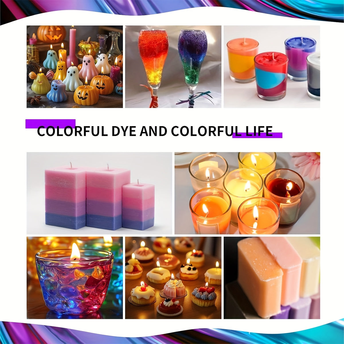Oil Based Candle Dye Selection with Twenty-Four Listed Colors and Mixed Color Option, Craft Colorants with Soap Coloring Reference for Compatible Adult DIY Projects