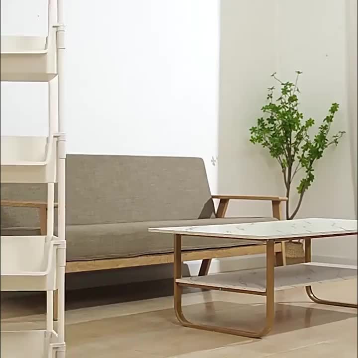 5-Tier Plastic Storage Rack with Open Shelves and Hooks, One Floor-Standing Organizer for Kitchen, Entryway, Shoes and Everyday Home Storage