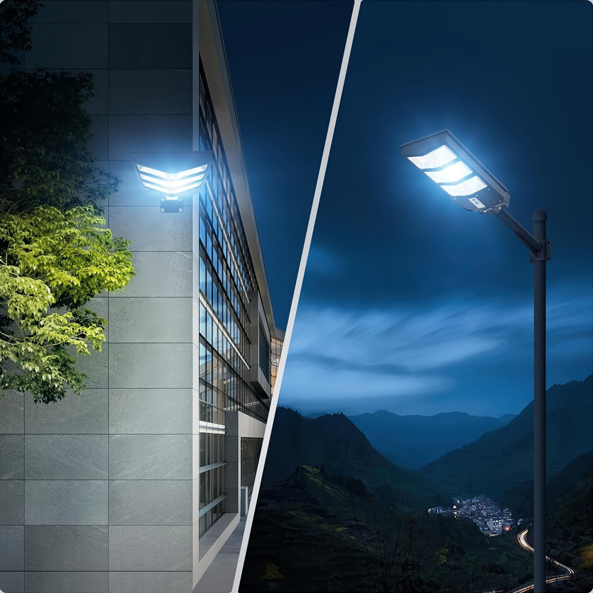 Solar Street Light with Motion Sensor and Remote Control, Matte Black Single-Pack 270, 360 or 800 LED Options with 6500K and Three Lighting Mode References