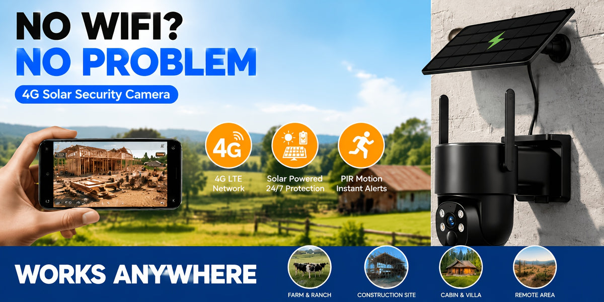 4G LTE Solar Security Camera 5MP with No-WiFi Connectivity, 360° PTZ View, AI Human Tracking, Color Night Vision and Two-Way Audio for Farms and Yards