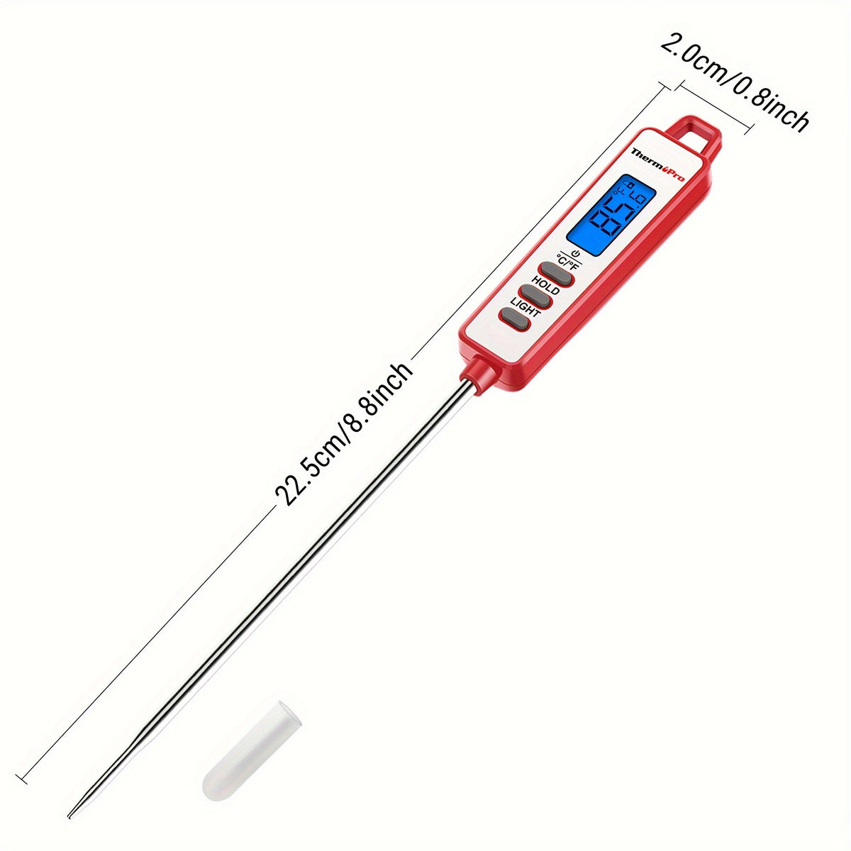 ThermoPro TP01AW Meat Thermometer with Red Backlit Digital Display, Reading Lock and Fahrenheit/Celsius Selection for BBQ, Candy and Kitchen Spot Checks