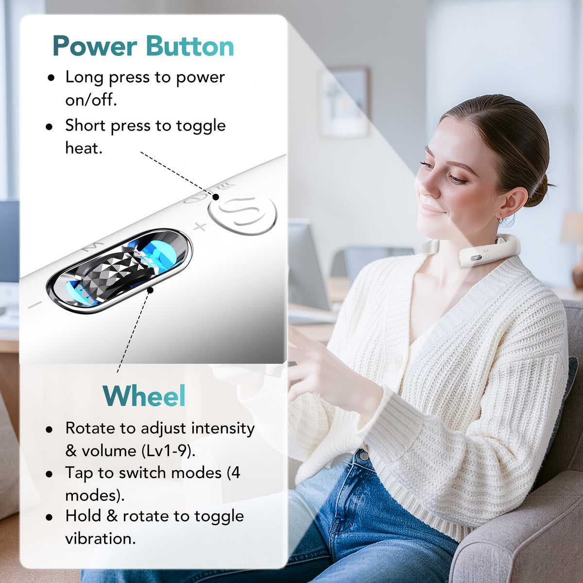 Heated Cordless Neck Massager SKG K5-3 Pro in White, Portable Personal Massage Device with Listed Vibration for Home, Office and Travel Relaxation Routines