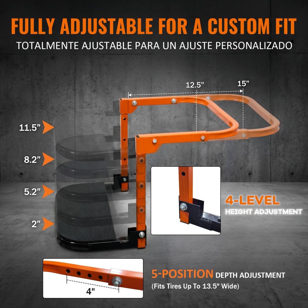 Foldable Tire Step for Compatible Truck and SUV Roof Rack Access, Adjustable Standing Platform with 300 lb, 650 lb or Upgraded Quick-Clip Option Labels