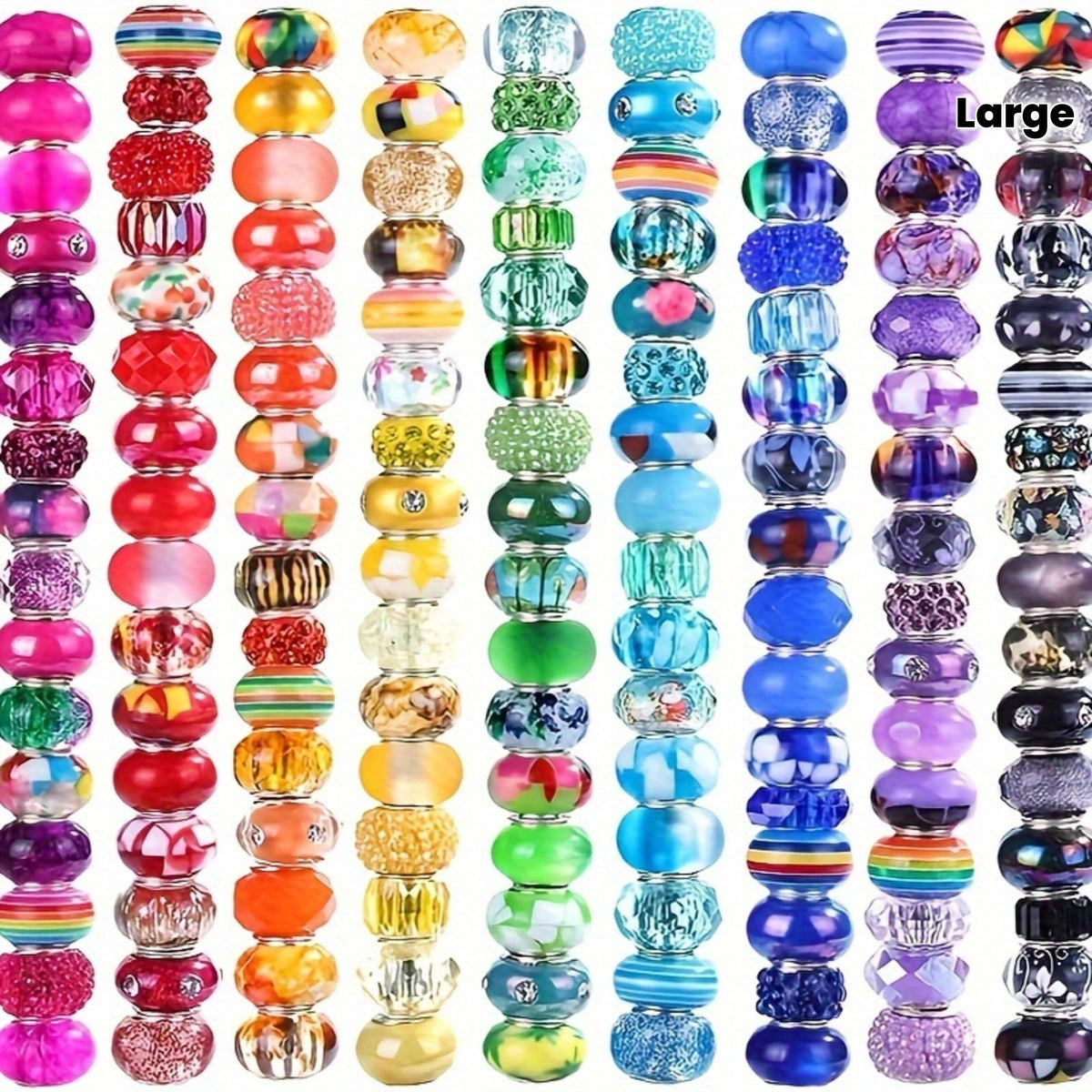 Acrylic Spacer Beads in Random Colors with Listed 12mm Round Large-Hole Design, 400pcs Option for Bracelet Patterns, Keychains and Beadable Pen Crafts