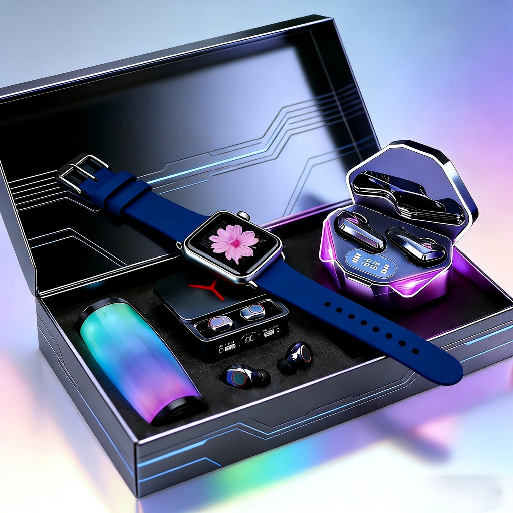 Gaming Headset Bundle with Luminous Headphone and Speaker Options, Five 3-Piece or 4-Piece Audio Set Selections with Watch Included in Selected Styles
