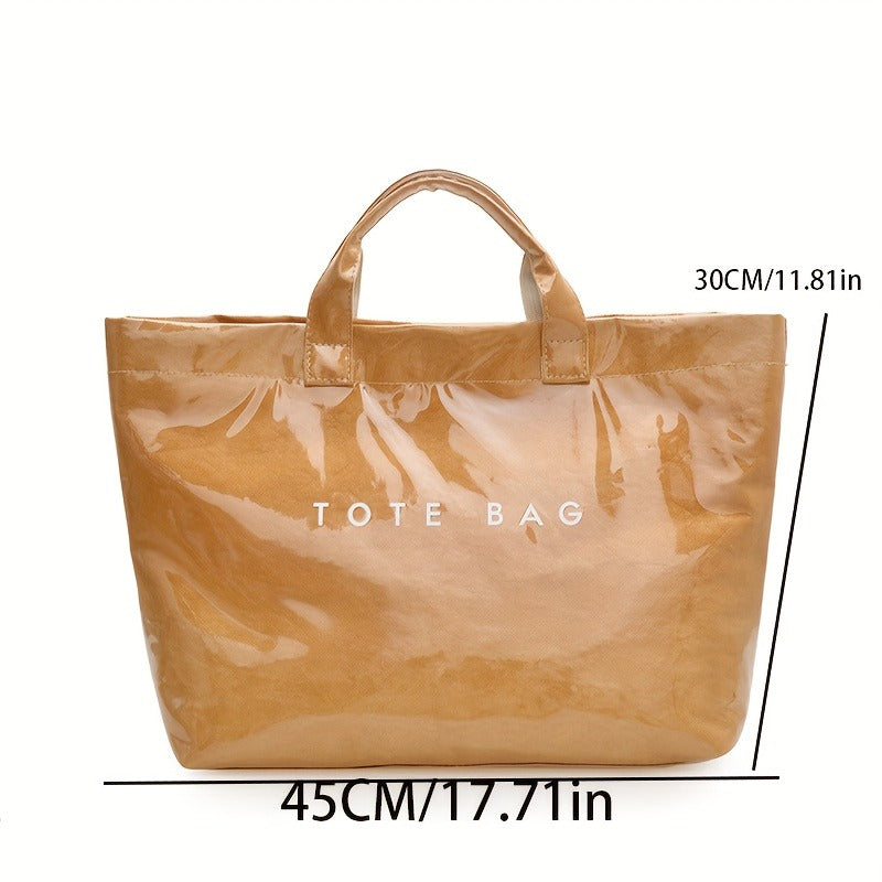 Detachable-Strap Handbag for Women with Listed Tape Closure, Beige, Green, Brown or Black Tote Options for Everyday Shopping, Casual Travel and Event Styling