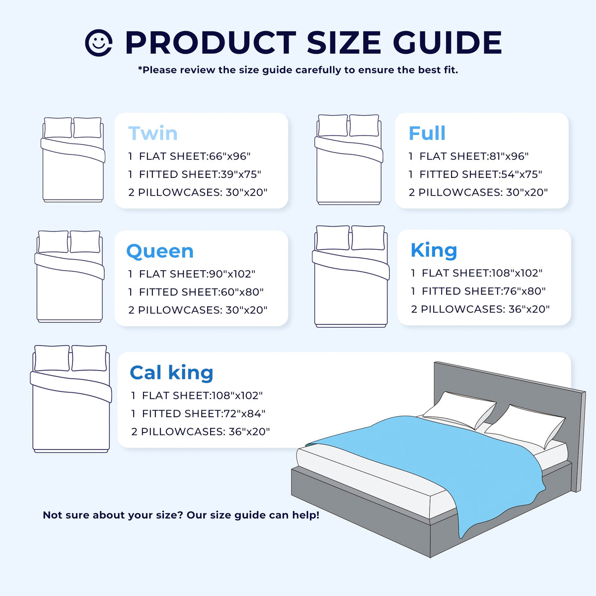 Four-Piece Cooling Sheet Set with Listed Extra Deep Pockets, Soft Wrinkle-Resistant Bedding in Twin, Full, Queen, King and California King Size Options