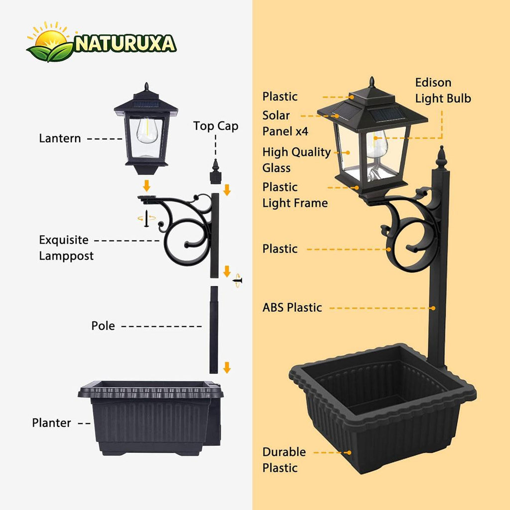 Solar Flower Pot Lights, Freestanding Garden Decor with Listed IP65 Rating in 2pcs or 1pc Black Options for Lawn and Courtyard Decorative Displays