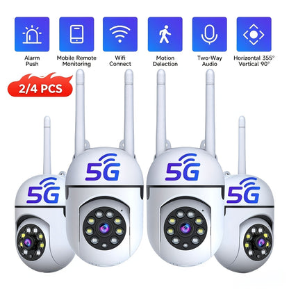 Plug-In Indoor Monitoring Camera Kits with Two-Pack 5MP WiFi or Four-Pack 4G Plus WiFi Labels, Listed Motion Detection, Two-Way Audio and Color Night Vision