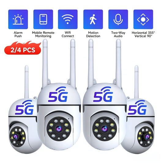 Plug-In Indoor Monitoring Camera Kits with Two-Pack 5MP WiFi or Four-Pack 4G Plus WiFi Labels, Listed Motion Detection, Two-Way Audio and Color Night Vision