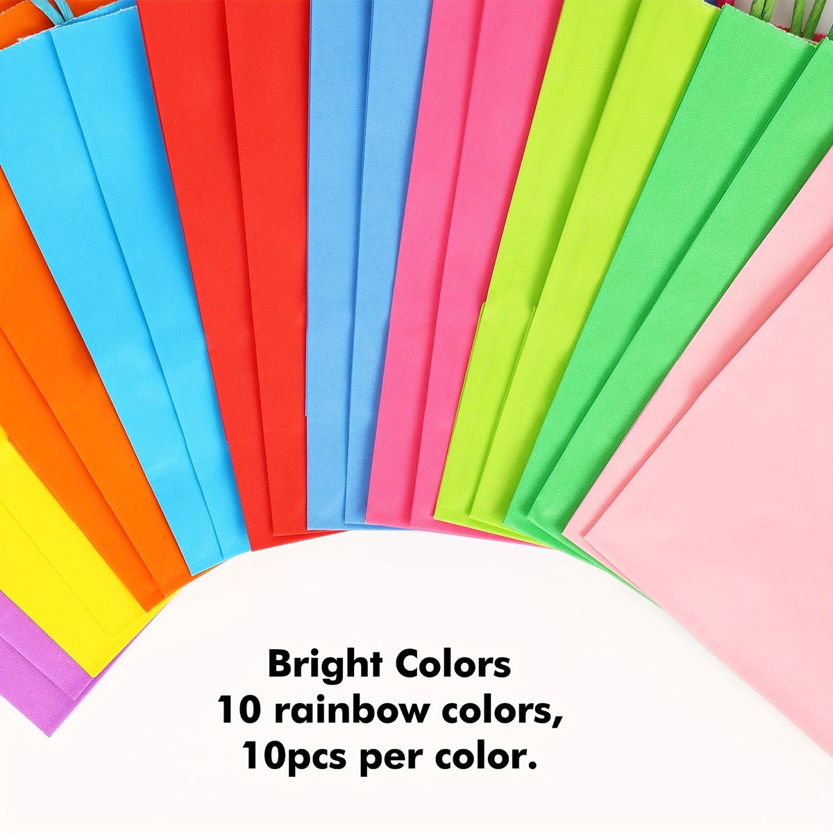Colorful Paper Gift Bags with Handles, 20, 40 or 100-Pack Party Favor Packaging with a Medium 100-Pack Option for Birthdays, Baby Showers, Weddings and Holidays