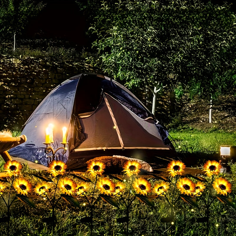 Solar Sunflower Garden Light with Warm White Glow, Automatic Switch and Included Solar Panel for Outdoor Pathways, Courtyards and Terrace Decor