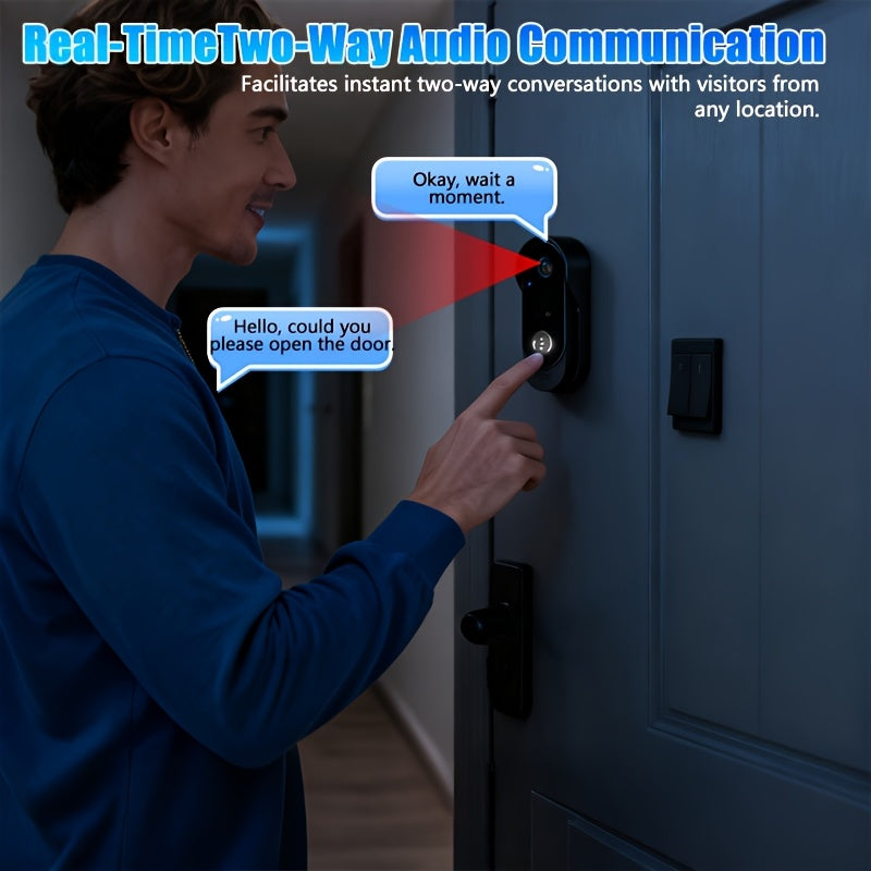 Wireless Video Doorbell Set with Listed 4.3-Inch Display, No-WiFi No-App Connection, Two-Way Intercom and SD Card Support for Home Visitor Viewing