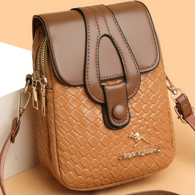 Woven-Style Square Crossbody Bag for Women, XYXDLM Purse with Detachable Shoulder Strap in Red, Black or Coffee for Shopping and Dinner Outfits
