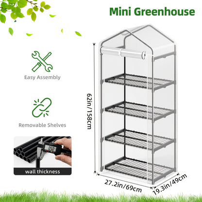 Garden Greenhouse with PE Cover and Listed Iron Frame, Three-Layer, Four-Layer or Large Walk-In Options in Green or White for Seedling and Plant Organization