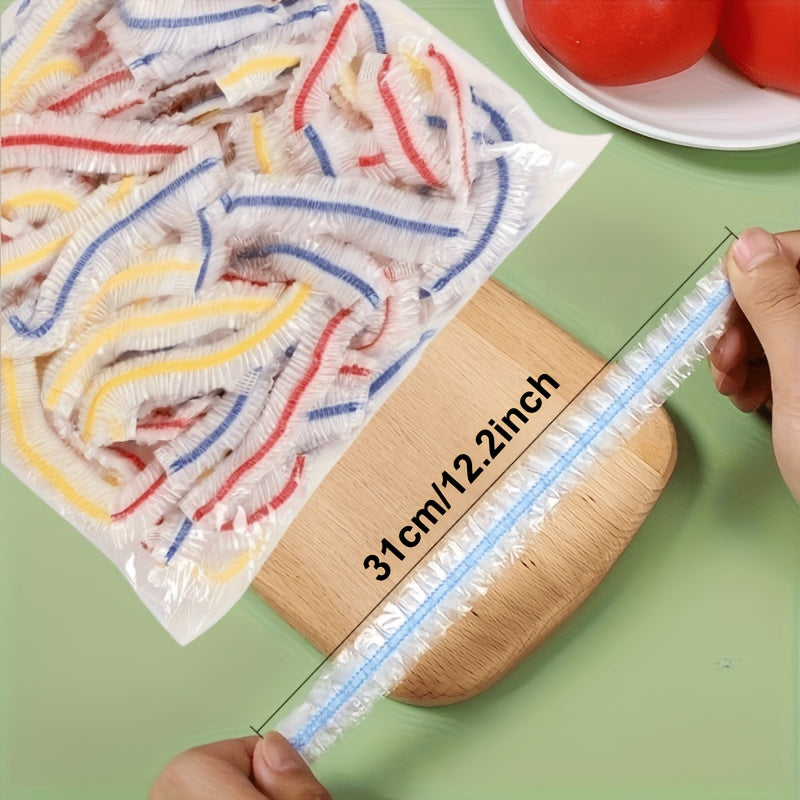 100-Piece Plastic Food Covers for Compatible Bowls, Plates, Fruits and Vegetables, Kitchen Covering Supplies for Everyday Meal Preparation, Picnics and Barbecues