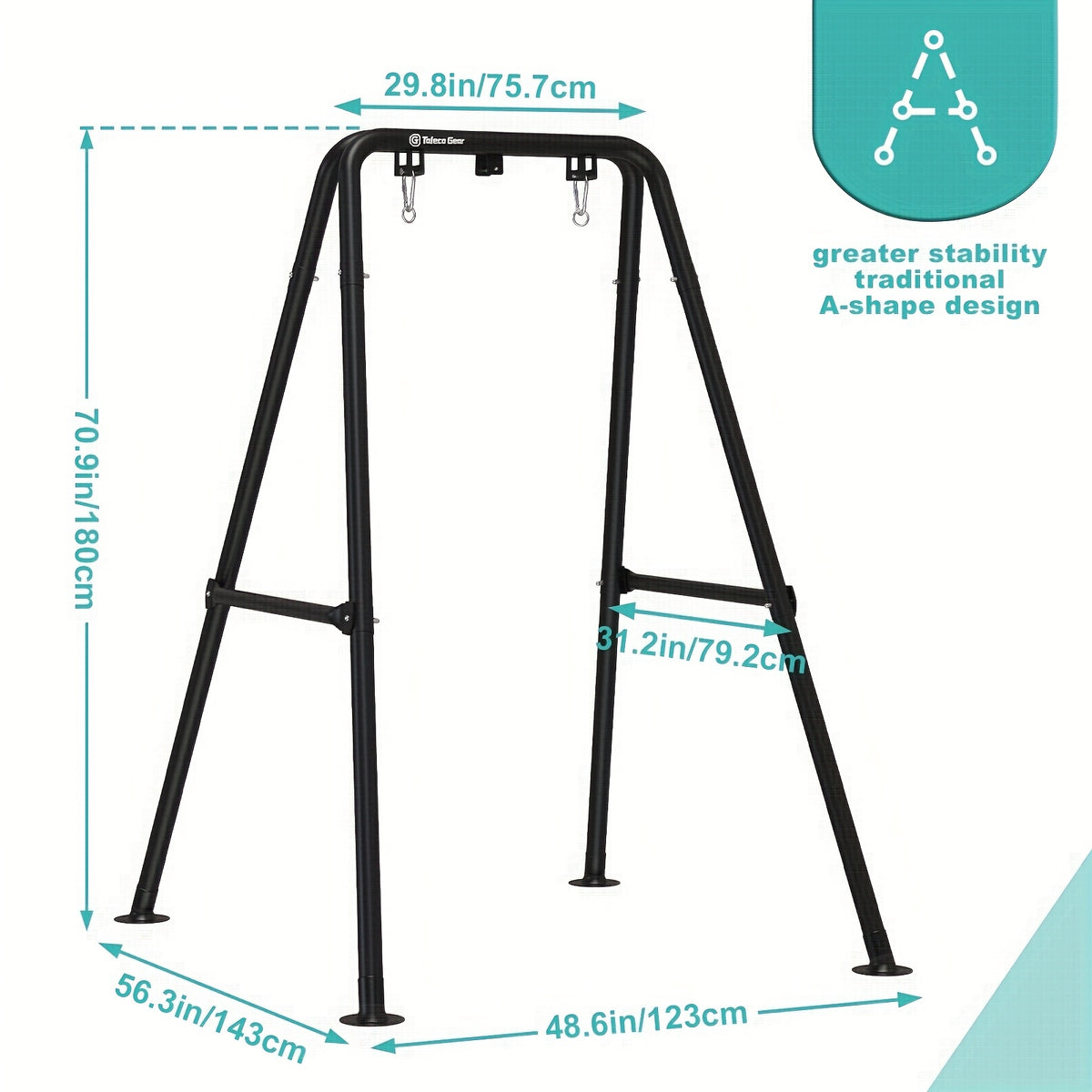 Hammock Chair Stand Only, Foldable Steel A-Frame with Powder-Coated Finish and Listed 300lb Capacity, Five Colors for Compatible Indoor and Outdoor Hanging Chairs