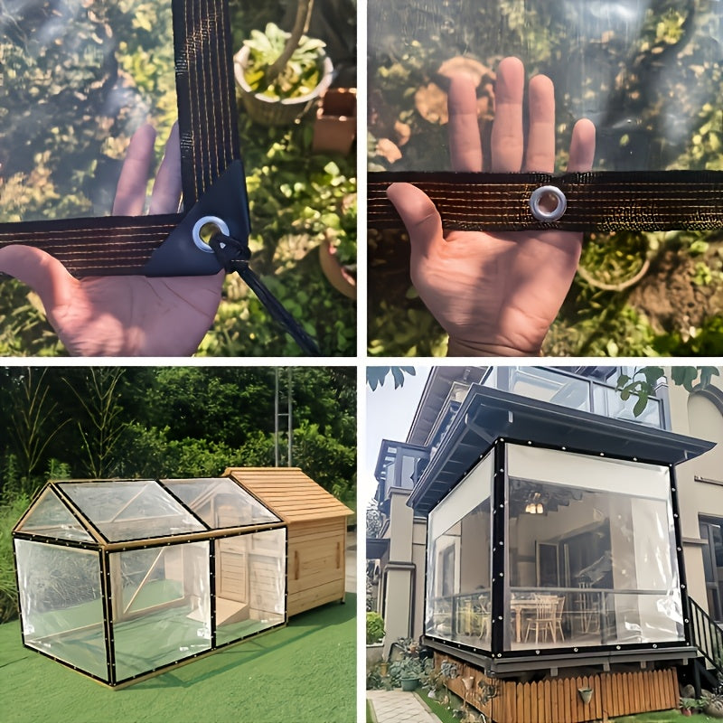 Clear Outdoor Tarp with Listed 15mil Thickness and 78.74 × 157.48-Inch Size, Transparent Cover for Suitable Garden, Patio, Porch and Camping Applications