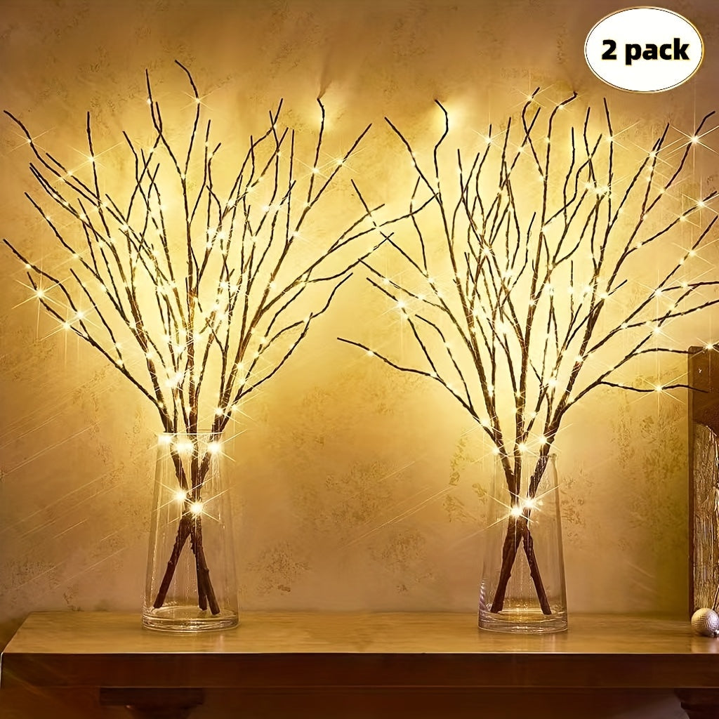 Warm Glow Battery Tree Branch Lights, Two-Piece Simulated Plastic Branch Set with Listed 40 LEDs for Wedding and Holiday Home Decor, Batteries Not Included