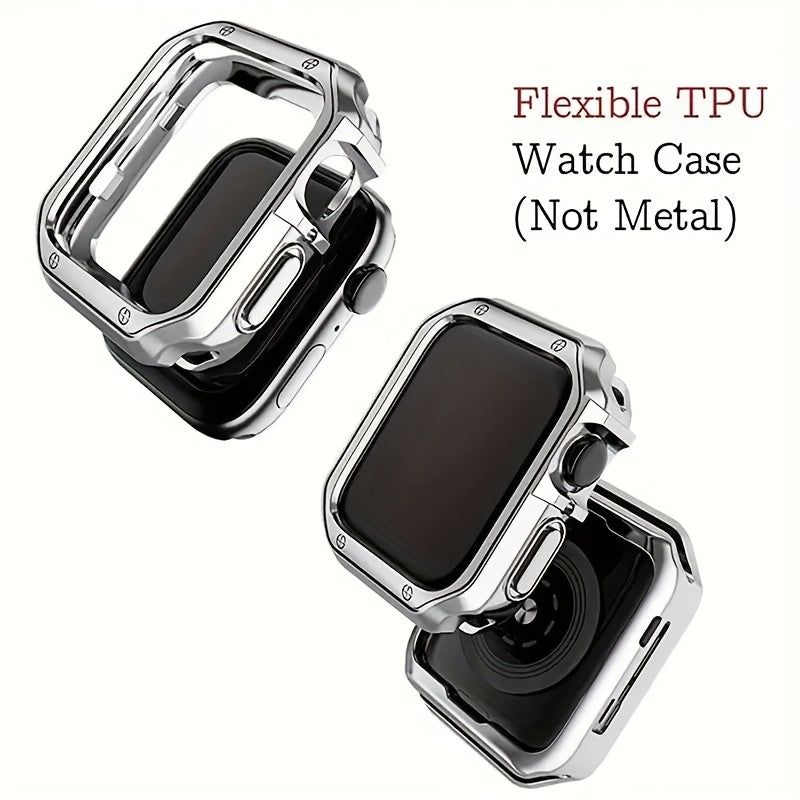 Stainless Steel Link Watch Band for Compatible Apple Watch Models with Listed Watch Case and Link Adjustment Tool, Multiple Size and Color Options for Everyday Style