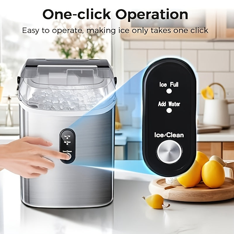 Countertop Ice Maker with Black Bullet Ice or Black and Stainless Steel Silvery Nugget Ice Options, Listed 26 or 35lb Daily Output for Home Kitchen Drinks