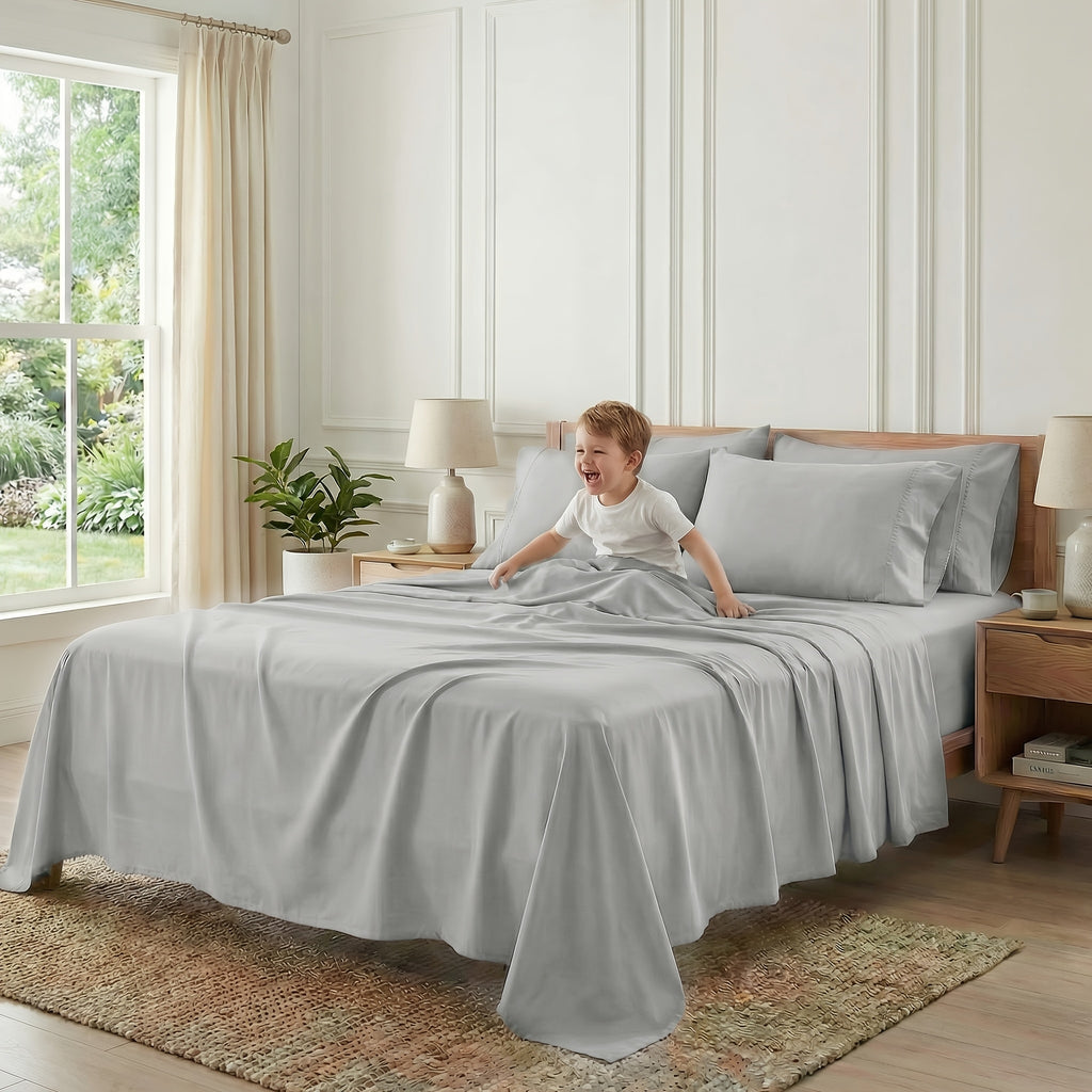 Deep Pocket Bed Sheet Set with Twin, Full, Queen and King Size Labels, Twelve Color Options Including Sage Green and Lavender Purple for Bedroom Refreshes