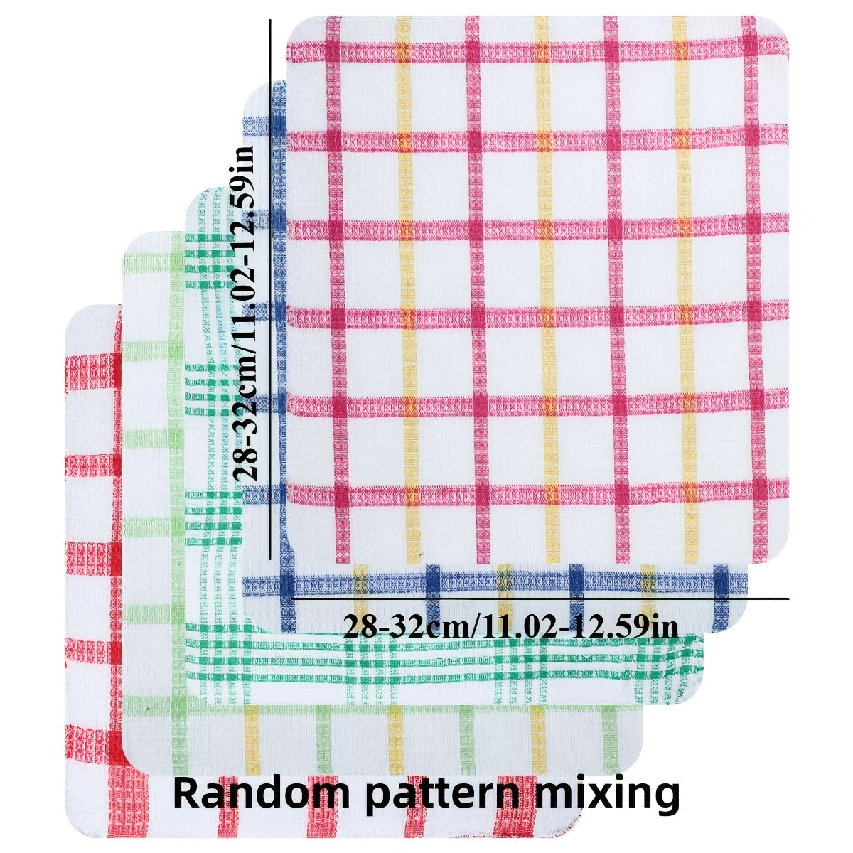 Waffle Weave Dish Cloths with Square Kitchen Towel Reference, Hand-Wash Care Wording and 5, 10 or 12-Piece Options for Everyday Cleaning and Drying Routines